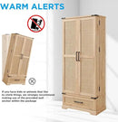 72" Tall Rattan Kitchen Pantry Cabinet with Drawer, Boho Storage Cabinet with 2 Rattan Doors and Shelves, Versatile Large Cabinet for Dining Room, Bathroom, Living Room, Laudry, Natural Oak by CozyNest Decor