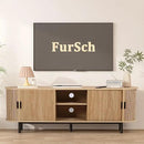 62" Tambour Door TV Stand,Wood Mid Century Modern TV Cabinet for Up to 75“ TV,Curved Edge Long TV Stand with Storage for Bedroom Living Room (Natural, 62.2inch) by CozyNest Decor