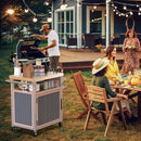 Skyflame Outdoor Grill Cart with Storage on Wheels, Rolling Kitchen Island with Stainless Steel Table Top, Multifunctional BBQ Food Prep Table with Magnetic Single Door for Patio Backyard Garden Deck by CozyNest Decor