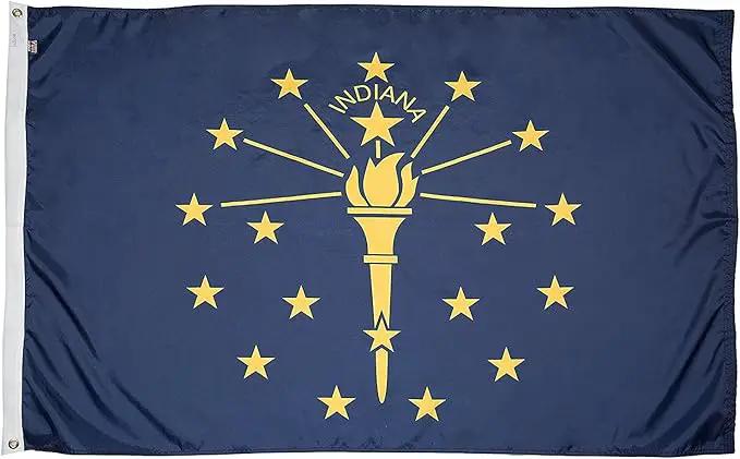 FlagSource Indiana Nylon State Flag, Made in the USA, 5x8'