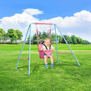 2-in-1 Toddler Swing Set with Metal Stand, Safety Belt & 4 Anchors - A-Frame Swing for Kids 6 Months+ (Pink, Indoor/Outdoor Backyard Playground) by TinyTreasures Baby Boutique