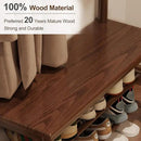 Hall Tree, Coat Rack with Shoe Storage, Wooden Hall Tree with Bench, 11 Hooks and 2-Tier Storage Shelves, Entryway Bench with Coat Rack (31.5" - Deep Walnut) by CozyNest Decor