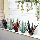 Large Tequila Rustic Sculpture, Rustic Metal Agave Plants for Outdoor Patio Yard, Home Decor Hand Painted Metal Agave Garden Yard Statue, Outdoor Lawn Ornaments (Mint Green - L (W/ Solar Light)) by GreenHaven Gardens