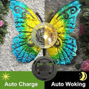 Solar Lights Outdoor Garden Butterfly Decor, Metal Butterfly Statue Decoration with LED Crackle Glass Globe, Solar Powered Lighted Garden Art Decor for Patio Lawn Yard Pathway Tabletop Ground by CozyNest Decor