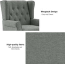Accent Chair, Upholstered Armchair with Button Tufted High Back & Solid Wood Legs, Comfy Wingback Reading Single Sofa Chair for Small Spaces, Living Room, Bedroom (Grey, Set of 2) by CozyNest Decor