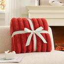 Cozy Bliss Faux Fur Throw Blanket for Couch, Cozy Warm Plush Striped Blanket for Sofa Bedroom Living Room,50 * 60 Inches Cardinal Red by CozyNest Decor