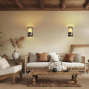 Black Wall Sconces,Bear Metal Yellow Parchment Rustic Wall Sconces,Farmhouse E26 Base Hallway Wall Light Fixtures,Industrial Wall Mount Lamp,Indoor Wall Lamps for Living Room,Bedroom,Bedside by CozyNest Decor