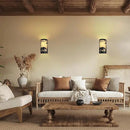 Black Wall Sconces Set of Two,Bear Metal Yellow Parchment Rustic Wall Sconces,Farmhouse Hallway Wall Light Fixtures,Industrial Wall Mount Lamp,Indoor Wall Lamps for Living Room,Bedroom,Porch by CozyNest Decor