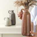 Ceramic Vases Set of 3, Neutral Rustic Farmhouse Vase with Handle, Decorative Flower Vases Home Decor Modern Boho Pampass Vase for Table Mantel Entryway Shelf Living Room Kitchen Bathroom - Brown by CozyNest Decor