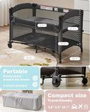 AirClub 4 in 1 Baby Bassinet Bedside Sleeper, 4 Functions Crib, Playard, Portable Changing Table, Bassinet for Newborn Baby, Bedsaide Bed w/Wheels&Brakes by TinyTreasures Baby Boutique