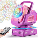2025 Upgraded Bubble Machine with Remote Control, Automatic Rotation & RGB Lights, 1800mAh Rechargeable Battery, Type-C Charge, Bubble Maker for Kids, Weddings, Birthday Parties, Outdoor Activities by TinyTreasures Baby Boutique