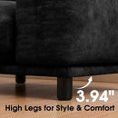 Modern Minimalist Chenille Modular Sectional Sofa, Deep-Seat 3-Seater L-Shaped Couch with Movable Ottoman and Thick Cushions, Upholstered Sofa for Living Room, Bedroom, Office, Apartment(Black L Sofa) by CozyNest Decor