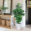 Fiddle Leaf Fig Tree, 5ft Tall Fake Silk Tree in White Planter, Faux Floor Plants with 108 Fiddle Leaves, Artificial Plants for Home Office Decor Indoor by CozyNest Decor