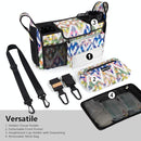 TOPDesign Universal Baby Stroller Organizer Caddy with Detachable Mesh Bag & Heightened Insulated Cup Holders & Non-Slip Secure Hooks Accessories, Fits Most Strollers (Colorful) by TinyTreasures Baby Boutique
