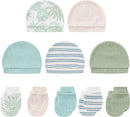Baby Hat and Mittens Set Cotton Newborn Baby Hats Caps for Boys and Girls, 0-6 Months by TinyTreasures Baby Boutique