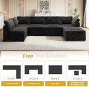 HOOOWOOO Modular Sectional Sofa,6 Pieces Sectional Couches for Living Room,98X98 L Shaped Cloud Couch with Ottoman Chaise Set(Black Velvet Corduroy) by CozyNest Decor