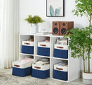 DECOMOMO Storage Bins Fabric Storage Baskets for Shelves, Linen Closet Organization Toys Nursery (Navy Blue and White, Large - 3 Pack) by CozyNest Decor