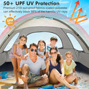 WhiteFang Beach Tent Anti-UV Portable Sun Shade Shelter for 3/4/6/8 Person, Extendable Floor with 3 Ventilating Mesh Windows Plus Carrying Bag, Stakes and Guy Lines by TinyTreasures Baby Boutique