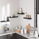 BAMEOS Floating Shelves, Black Wall Mounted Wooden Shelves with Invisible Brackets Set of 2, Hanging Wall Shelves Decoration for Bedroom, Bathroom, Living Room and Kitchen by CozyNest Decor