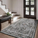 AMOAMI-4X6 Area Rugs for Living Room -Soft Vintage Bedroom Rug-Non Slip Washable Rug-Throw Rugs for Living Room Bedroom Bedside Dining Room Office Dark Grey & Black by CozyNest Decor