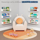 White Nursery Floating Book Shelves for Wall Set of 3, Kids Wall Shelves for Baby Room Bedroom, Modern Hanging Bookshelf for Baby Toddler Children Girls Boys Decor and Toys Books Storage by TinyTreasures Baby Boutique