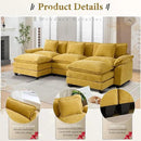 URRED Modular Sectional Sofa Comfy Cloud Couch, Modern Chenille Sofa Sleeper Deep Seat Couches with Ottoman/Pillows for Living Room (Yellow, 117'' - U Shape) by CozyNest Decor