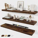Fun Memories 32 Inch Floating Shelves Wall Shelf Set of 3, Rustic Farmhouse Home Decor Kitchen Living Room Shelves Wall Mounted, 32 x 6.7 x 1.4 Inch, Rustic Brown by CozyNest Decor