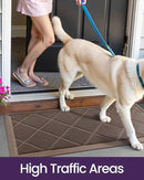 DEXI Front Door Mats Outside Entrance, 17x36 Rubber Waterproof Dirt Trapping Entry Mat for Entryway, Heavy Duty Non-Slip Low-Profile Welcome Doormat All Weather for Patio, Brown by CozyNest Decor