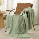 Amélie Home Chenille Knit Throw Blanket for Couch, Chevron Texture Decorative Soft Blanket for Sofa, Bed & Chair, 60"x80", Sage Green by CozyNest Decor
