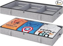 Vailando Under Bed Storage, 2 Pack Under Bed Storage Containers with Dividers, Firm Sides, Strong Zipper, 3 Reinforced Handles, 6 Inches Low Profile Underbed Storage Bins for Clothes, Blankets, Grey by CozyNest Decor