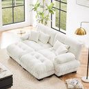 Loveseat Modular Sectional Sofa, U Shaped Couch with Ottoman, Cloud Couch Sectional Couch Home Sofa Living Room Oversized Couch Deep Seat Couch with Round Bolster Armrests 4 Pillows(White) by CozyNest Decor