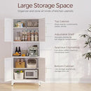 75" Tall Kitchen Pantry Storage Cabinet, Metal Storage Cabinets with 4 Doors and Adjustable Shelves，White Kitchen Hutch Cabinet with Microwave Stand, Large Cupboard for Dining Living Room by CozyNest Decor