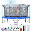 Upgraded 10/12/14/15/16FT Trampoline Outdoor, Large Kids Trampoline with Light, Stakes, Sprinkler, Backyard Trampoline with Basketball Hoop and Net, Capacity for 4-6 Kids and Adults by TinyTreasures Baby Boutique