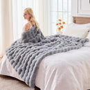 BENVWE Fluffy Faux Fur Throw Blanket for Couch, Soft Plush Thick Cozy Fuzzy Luxury Minky Bubble Blanket for Home Living Room Decor Gift for Women, Light Grey, 63" x 80", 1100GSM by CozyNest Decor