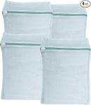 4-Piece Blue Medium Durable Organic Cotton Mesh Laundry Bags with Sturdy Zippers and Breathable Mesh are Delicate Laundry Bags for Underwear, Clothes, Pants and Socks by TinyTreasures Baby Boutique