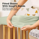 Waterproof Crib Mattress Protector Cover Fitted - 2-Pack Quiet Baby Crib Mattress Pad Sheets, 52" x 28" Soft Quilted Cotton Baby Sheet, Machine Washable, Easy Fit, Durable (Sage/Mavy) by TinyTreasures Baby Boutique