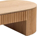 51.18'' Oval Coffee Table for Living Room Fluted Center Table with Drawer, Mid Century Modern Coffee Tables, Easy Assembly for Office Storage Tea Table Oak by CozyNest Decor