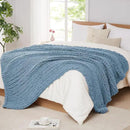 L'AGRATY Chunky Knit Blanket Throw: 60''x80'' Chenille Chunky Knitted Throw Blanket for Bed Couch - Handmade Thick Big Cable Knit Blanket - Large Crochet Rope Blanket for Home Decor(Airy Blue) by CozyNest Decor