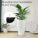2Pack 22" High Modern Plant Pots Planter-Self-Watering Indoor/Outdoor Planting with Drain Holes, Water Level Monitor, Inner Bucket for Front Porch Patio, White Rattan Conical by CozyNest Decor