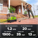 Greenworks 1900 PSI (SGS Certified) 1.2 GPM 13Amp Portable Compact Electric Pressure Washer, Power Washer for Cars, Driveways, Patios, Patio Furniture & Around Pools by GreenHaven Gardens