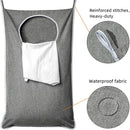 XL Hanging Laundry Hamper, Extra Large Tear-resistance Door Hamper with 2 Types Hooks for Dirty Clothes, Save Bathroom Space Hanging Laundry Bag (36.5x 22 Inch,Grey) by CozyNest Decor