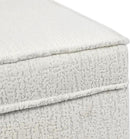 Adeco 17 Inch High Faux Fur White Cube Ottoman Storage, 3D Embossed Velvet Chair Foot Stools, Upholstered Vanity Stool with Hinged Lid, Solid Round Wood Legs by CozyNest Decor