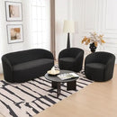 KINWELL 34" W Swivel Barrel Chair Set of 2, Mid Century Modern Round Upholstered Boucle Swivel Accent Chairs, No Assembly Sofa Chair for Living Room Bedroom Reading, Black by CozyNest Decor