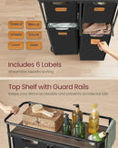 VASAGLE Laundry Sorter, Laundry Hamper with Wheels, 39.6 Gal. (150 L) Portable Rolling Cart Baskets with Shelf, 4 Removable Liners and 6 Labels, Ink Black and Chestnut Brown URLS100B01 by CozyNest Decor