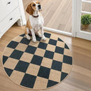 Lahome Checkered Easy Jute Rugs for Entryway, 3 ft Round Rug Small Indoor Outdoor Circle Carpet, Farmhouse Neutral Non Slip Non Shedding Black Carpet for Kitchen Front Porch Foyer by CozyNest Decor
