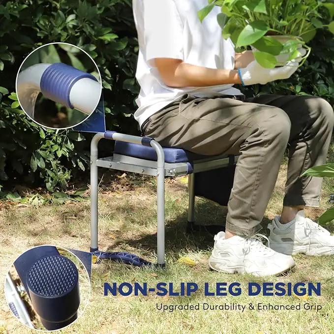 Foldable Garden Kneeler and Seat, Heavy Duty Garden Stool with 10" Wide Detachable Kneeling Pad, Portable Garden Bench Chair with Large Garden Tool Bag, Gardening Gifts for Women, Seniors, Mom, photo 4 of 8