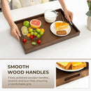 Axeman Wooden Serving Tray with Wood Handles|Ottoman Tray for Breakfast, Bed, Couch|17x12in Ash Wood Coffee Table Trays|Food Drinks Decorative Storage Boards for Ottoman Kitchen, Walnut by CozyNest Decor