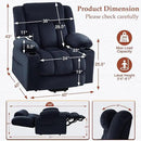 Three Motor Large-Wide Power Lift Chairs Recliners for Big and Tall Elderly, 180° Lay Flat Lift Chair, Infinite Position, Power Headrest, Heat & Vibration Massage (Plush Flannel, Navy Blue) by CozyNest Decor