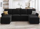 HONBAY Sectional Sofa with Storage Seat Velvet U Shaped Couch with Reversible Chaise Convertible Sectional Couches for Living Room,Black Velvet by CozyNest Decor