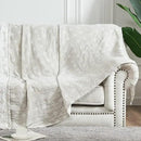 jinchan Boho 100% Cotton Blanket Muslin Twin Size 60x80 Inches Lightweight 3-Layer Geometric Cross Pattern Reversible Quilt Throw Soft Breathable Comfy All Seasons for Couch Bed Decor, Light Grey by CozyNest Decor